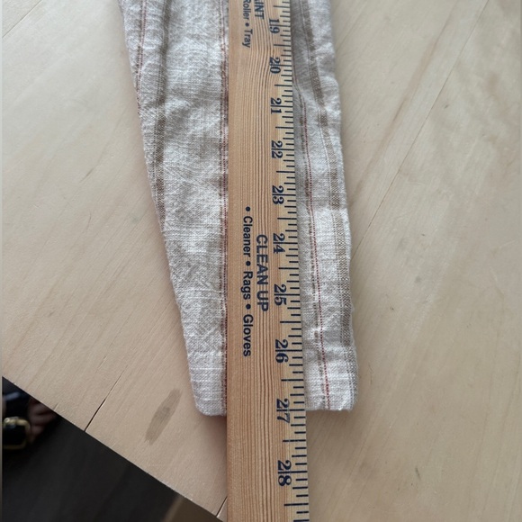 Zara Cotton / Linen Blend Striped Pull On pants Beige / Cream  Neutral Colors - Picture 4 of 7